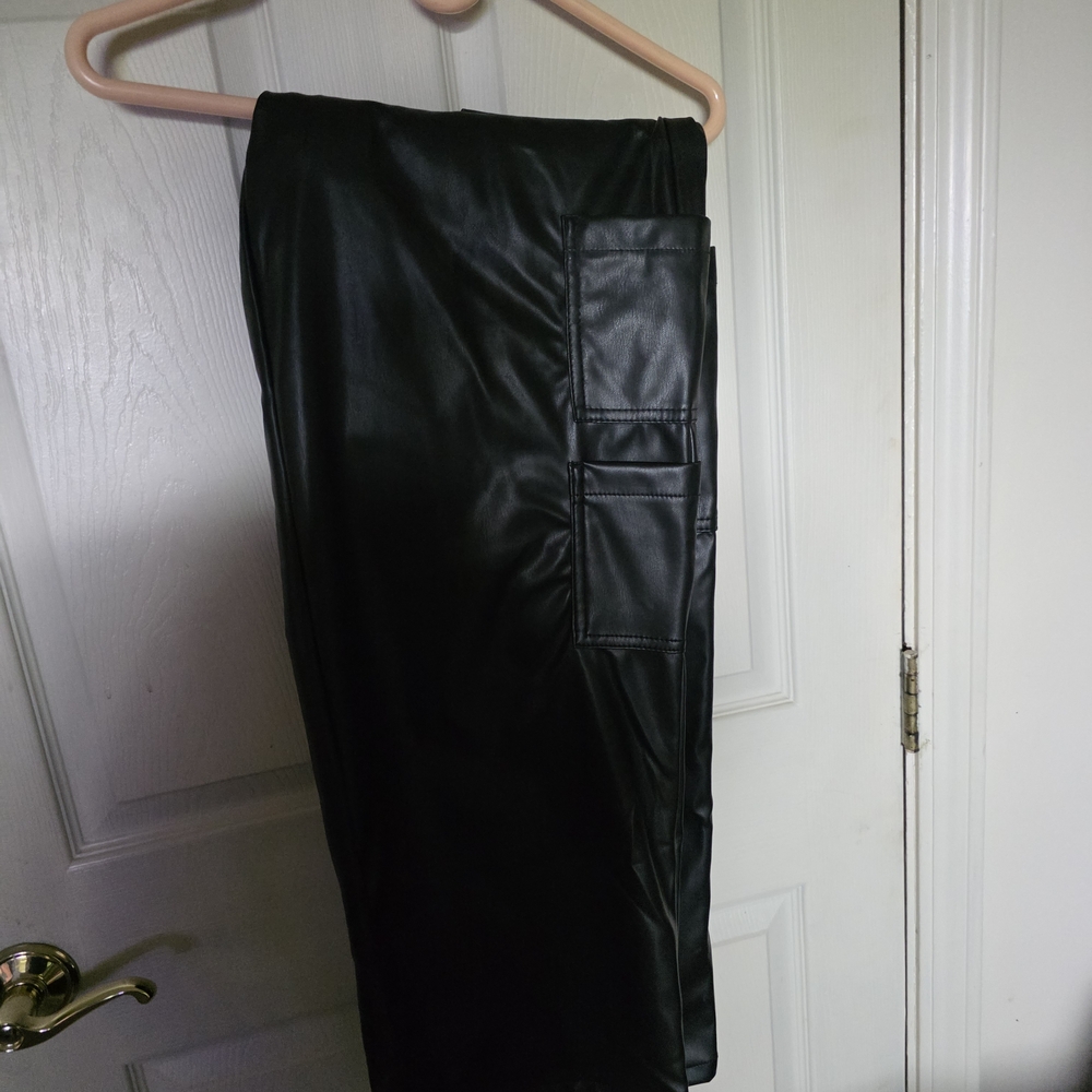 No Boundaries Shiny Black Faux Leather Trousers